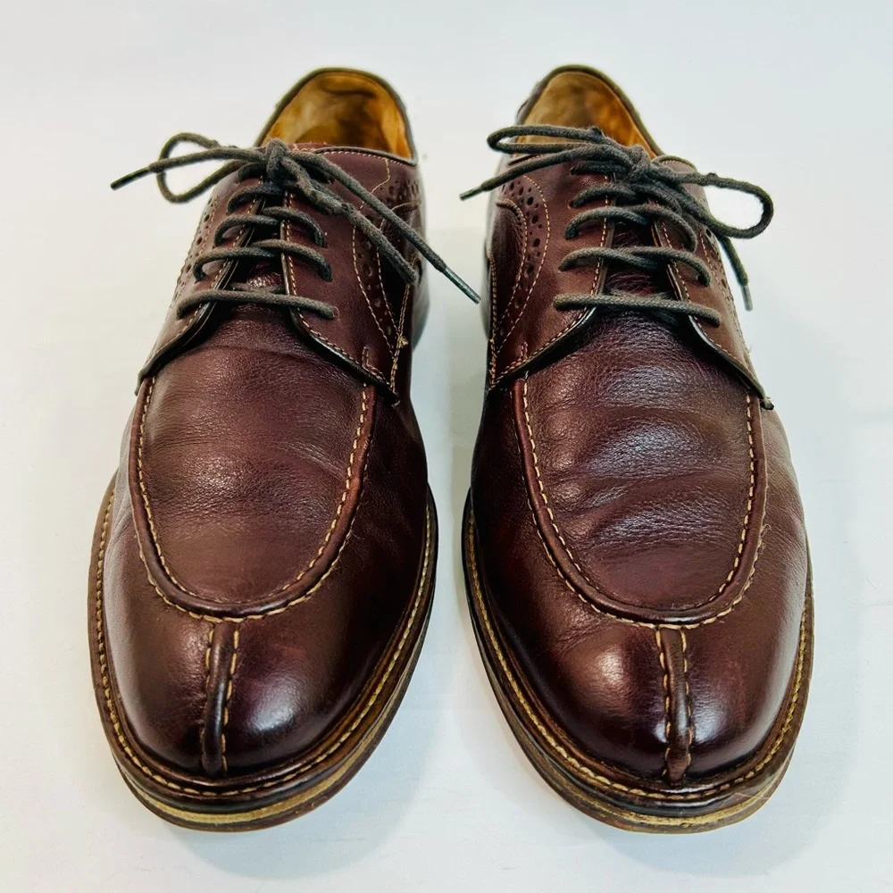 Johnston & Murphy Warner Split Toe Derby Shoes in Brown Sheepskin Leather 9.5D